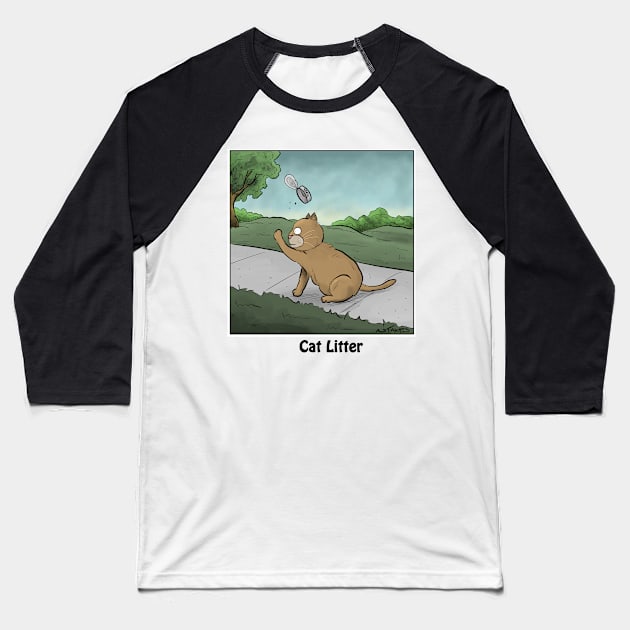 Cat Litter Baseball T-Shirt by cartoonistnate